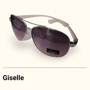 Giselle Pink and Silver Aviator Sunglasses